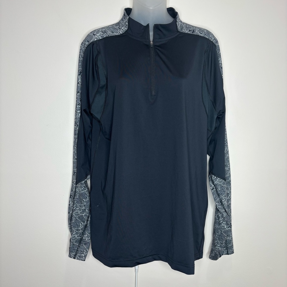 Nepallo Black and Gray Quarter-Zip Pullover Top long sleeve sun protection small